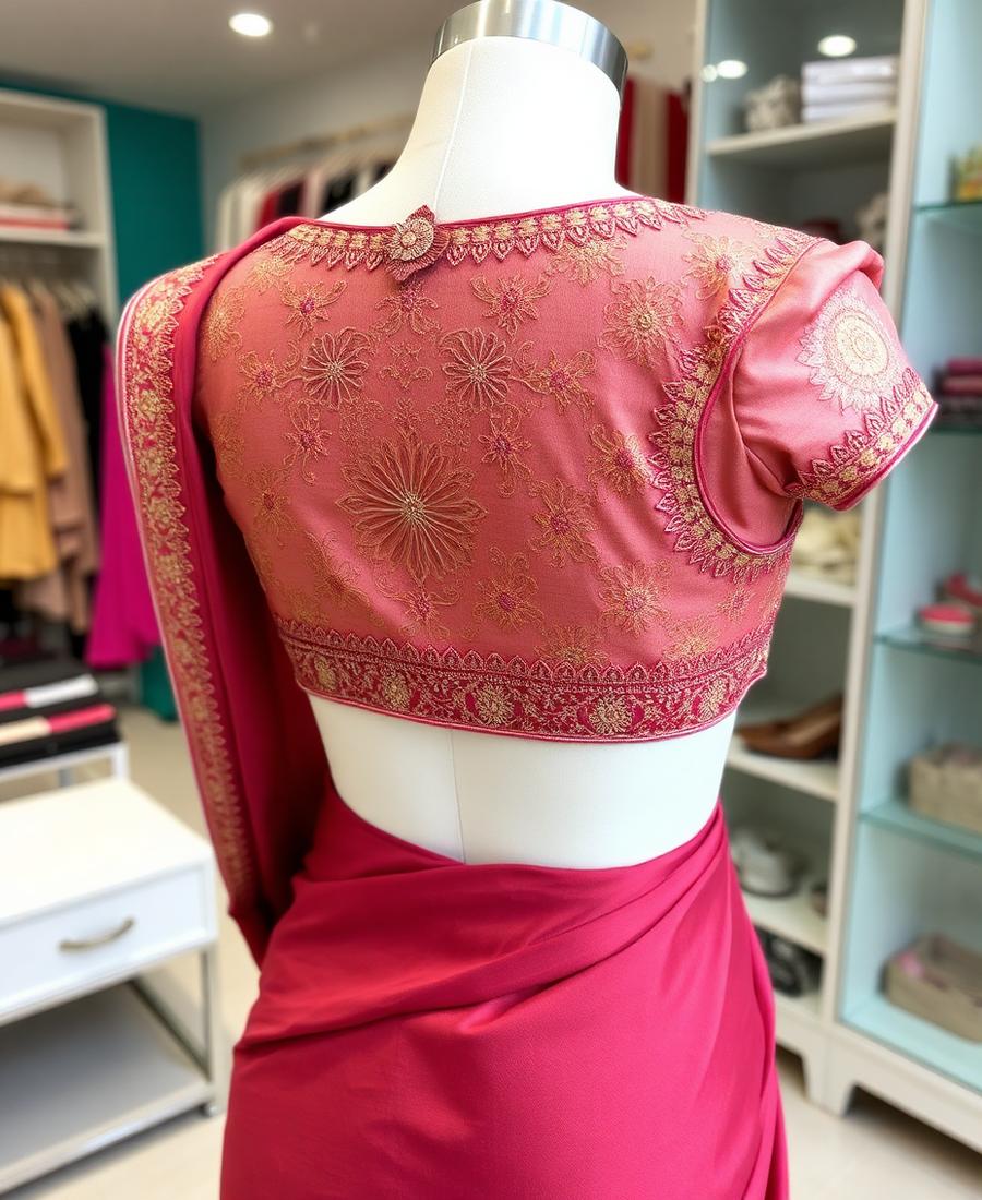 Hand-embroidered designer saree blouse