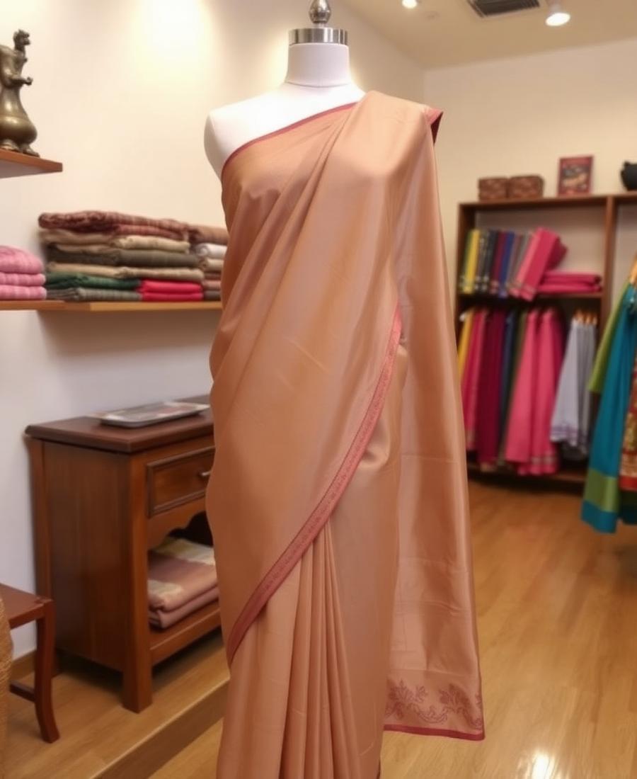 Silk saree with embroidered border